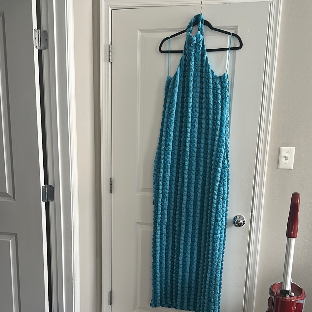 Teal Halter Maxi Dress